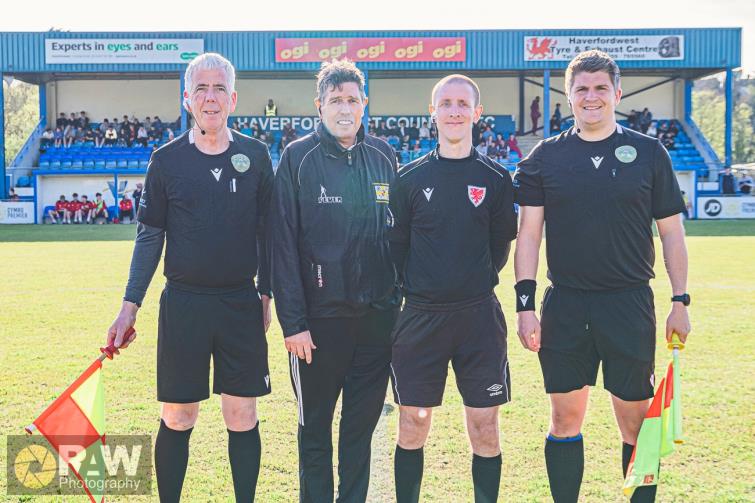 Match officials - Sean O Connor, Jonathan Twigg, Gareth Elliott and Stefan Jenkins